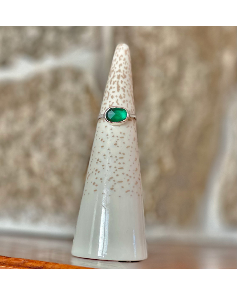 Pierścionek z agatem zielonym