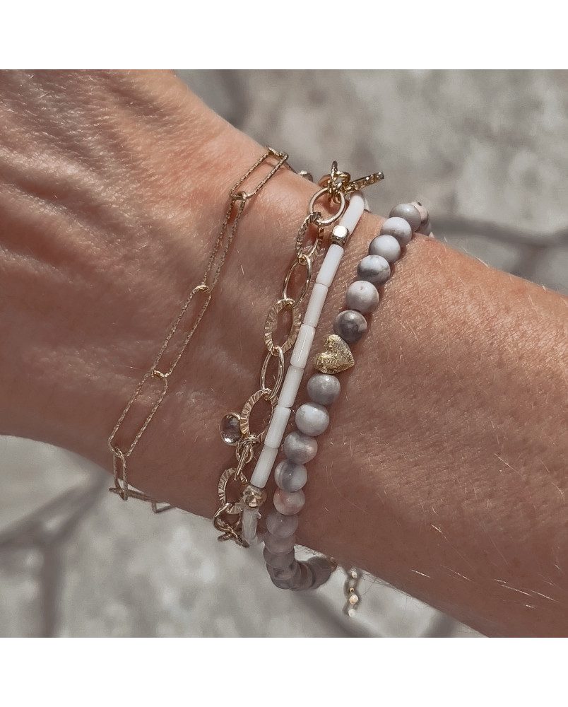 Bransoletka z pastelowym jaspisem i serduszkiem