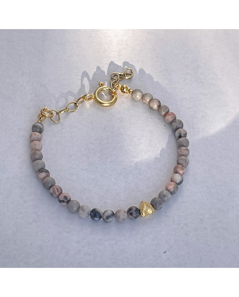 Bransoletka z pastelowym jaspisem i serduszkiem