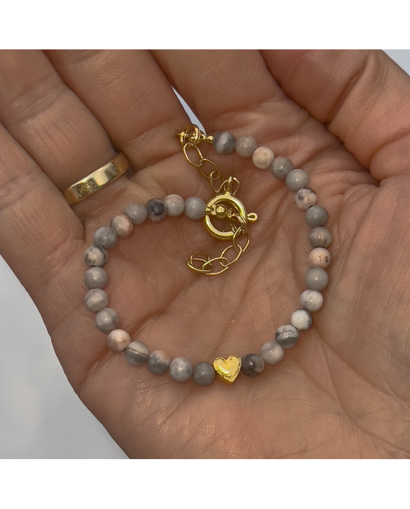 Bransoletka z pastelowym jaspisem i serduszkiem