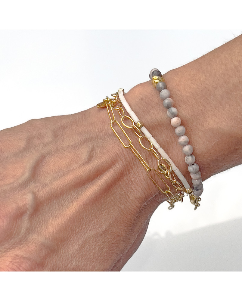 Bransoletka z pastelowym jaspisem i serduszkiem