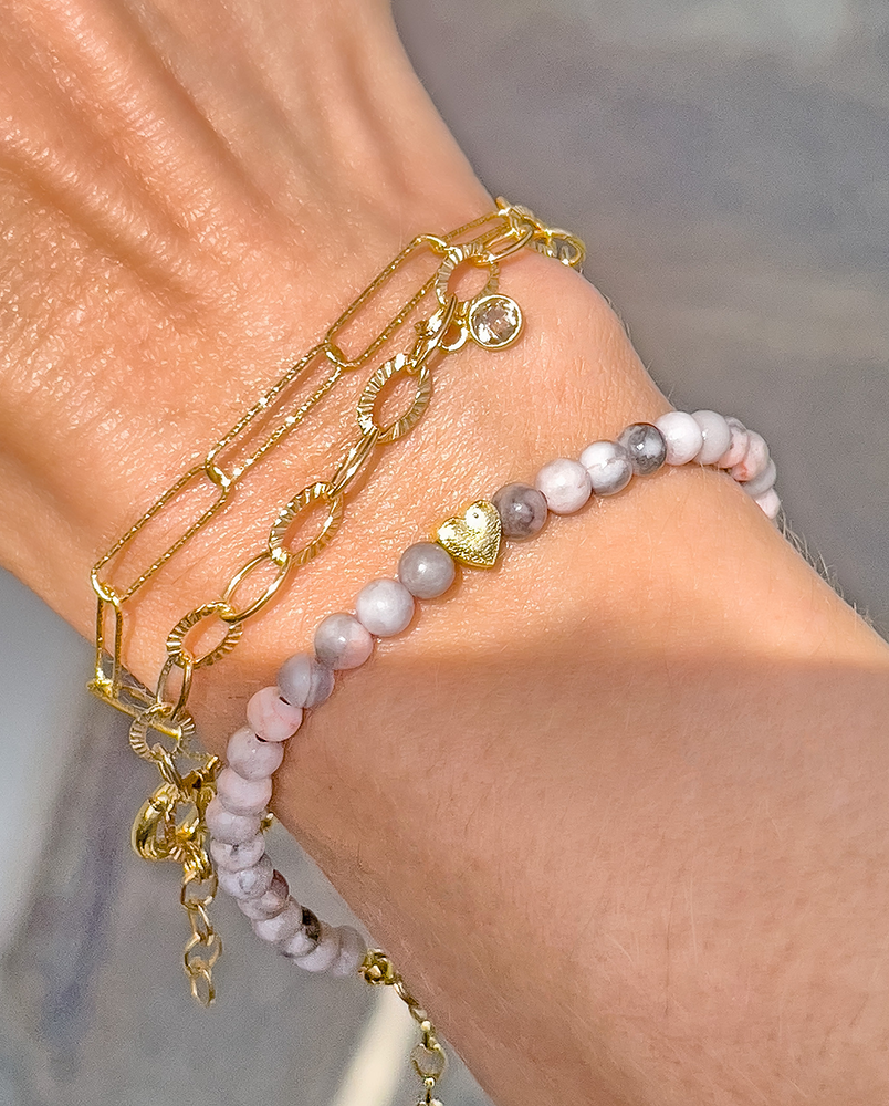 Bransoletka z pastelowym jaspisem i serduszkiem