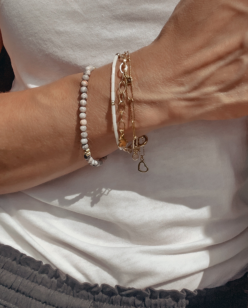 Bransoletka z pastelowym jaspisem i serduszkiem