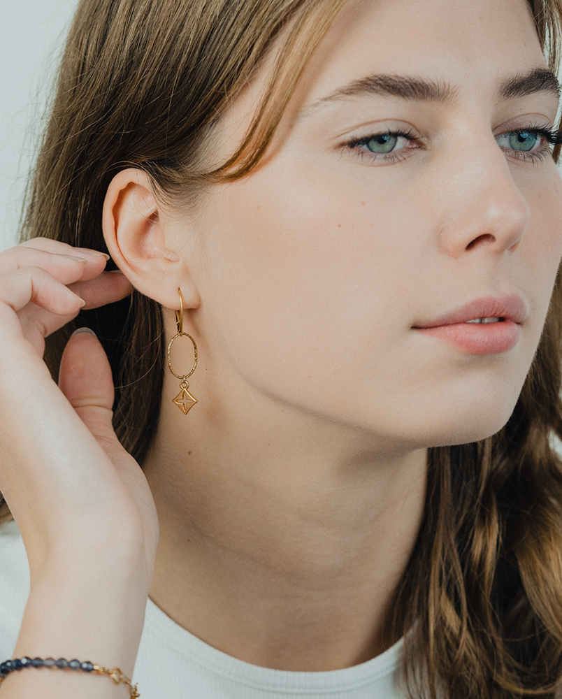 Wiszące kolczyki koła z przywieszką