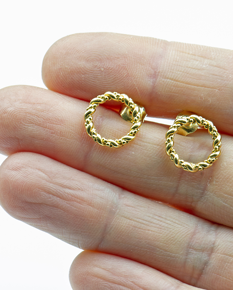 Kolczyki sztyfty plecione kółka