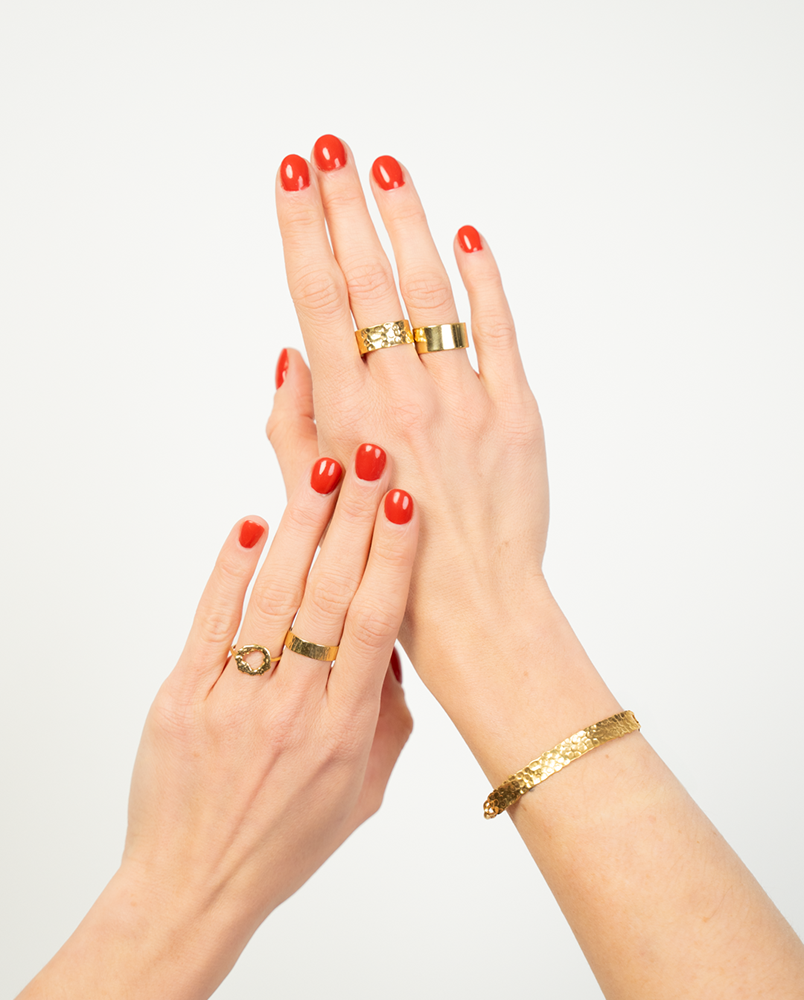 Szeroka obrączka młotkowana