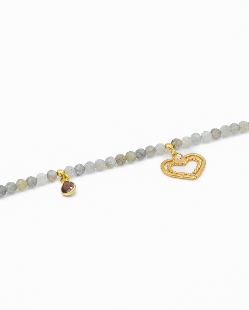 Naszyjnik z labradorytem i serduszkiem
