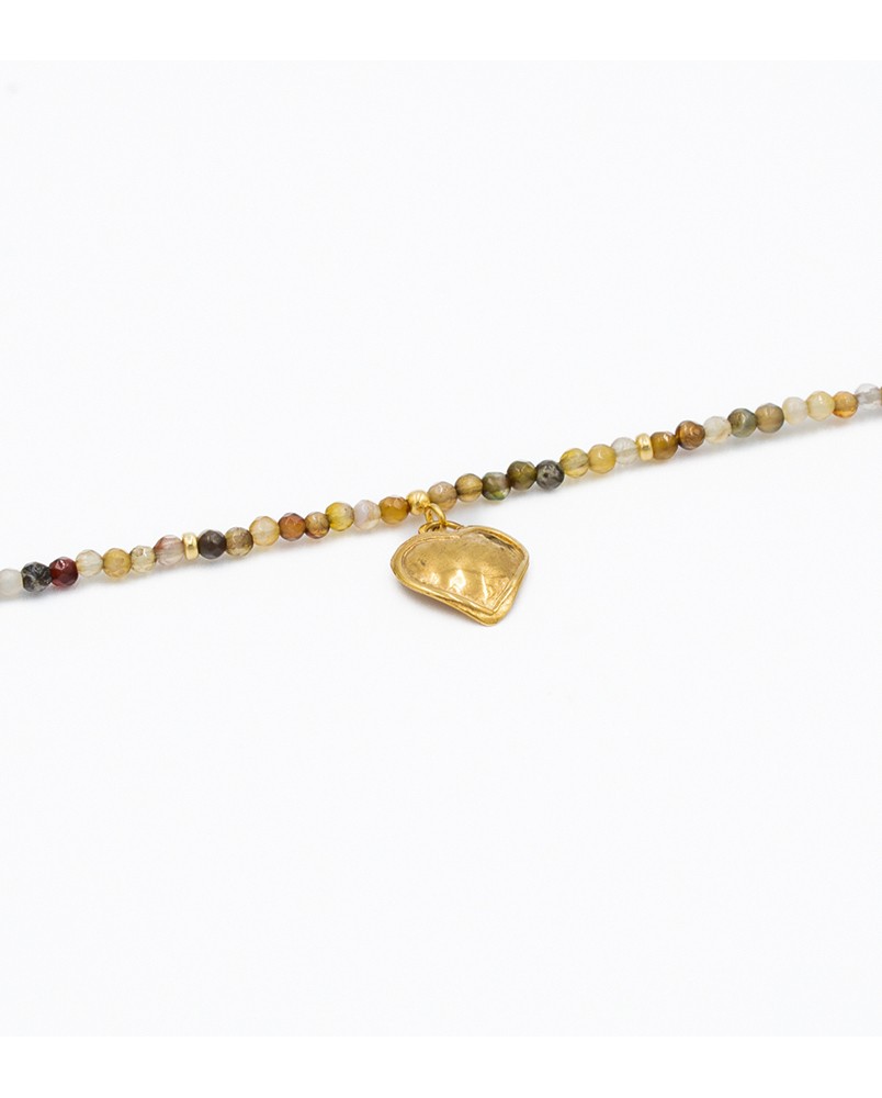 Naszyjnik z kolorowymi agatami i serduszkiem