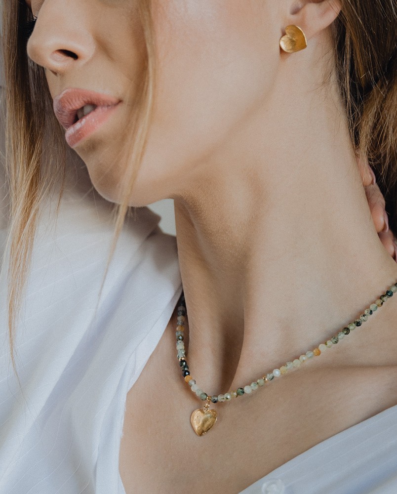 Naszyjnik z frenitem i serduszkiem