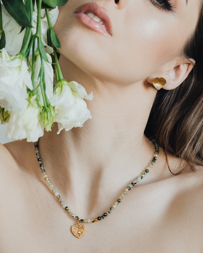 Naszyjnik z frenitem i serduszkiem