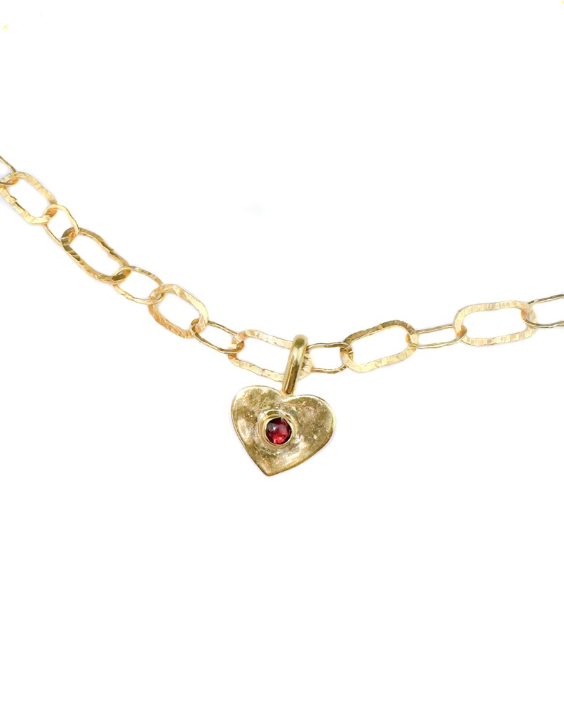 Łańcuch z dużymi ogniwkami z motywem serca i granatem