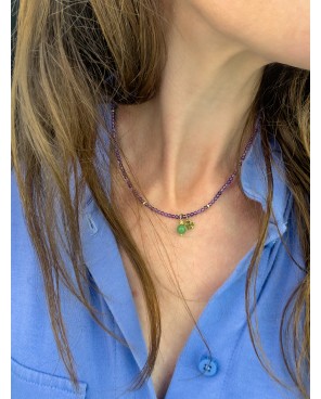 Naszyjnik z ametystem i koniczynką