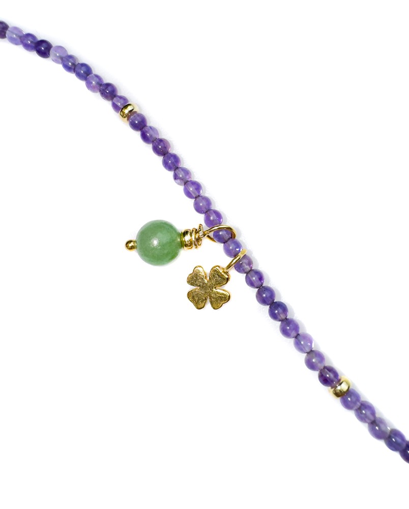 Naszyjnik z ametystem i koniczynką