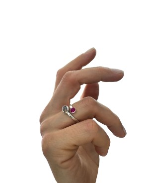 Pierścionek z chalcedonem i agatem