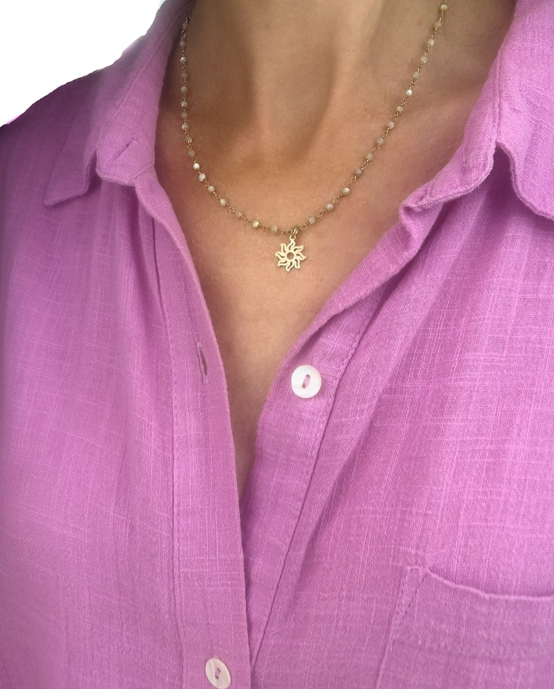 Naszyjnik z kamieniami i słoneczkiem