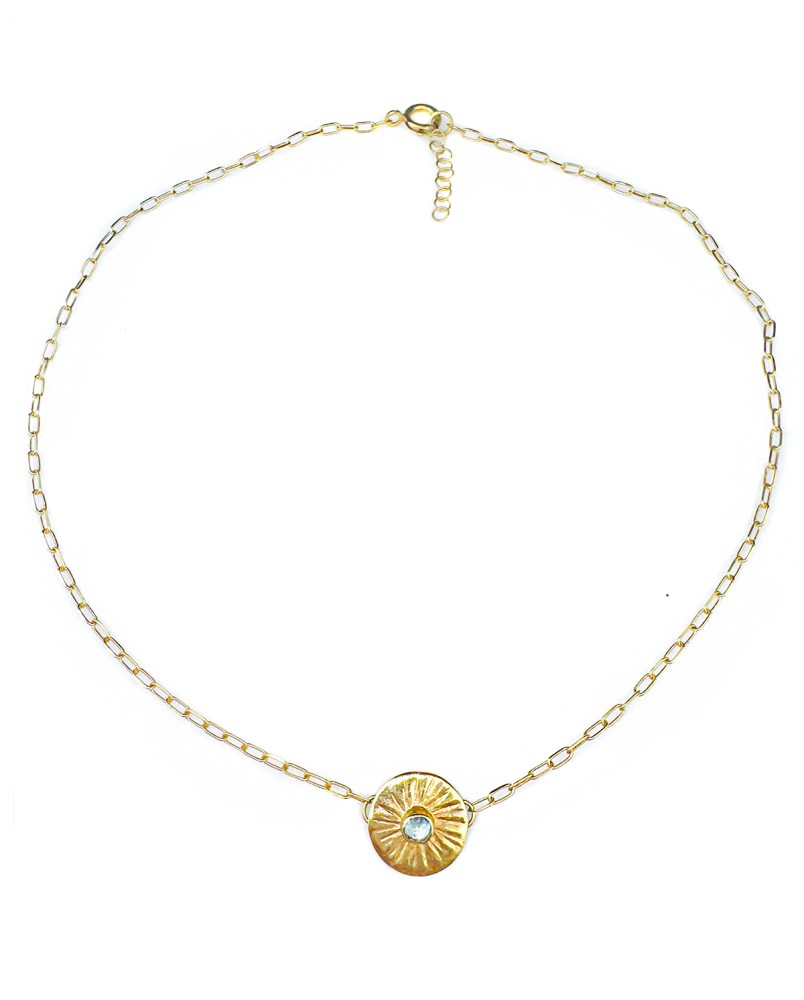 Naszyjnik z topazem i motywem słońca