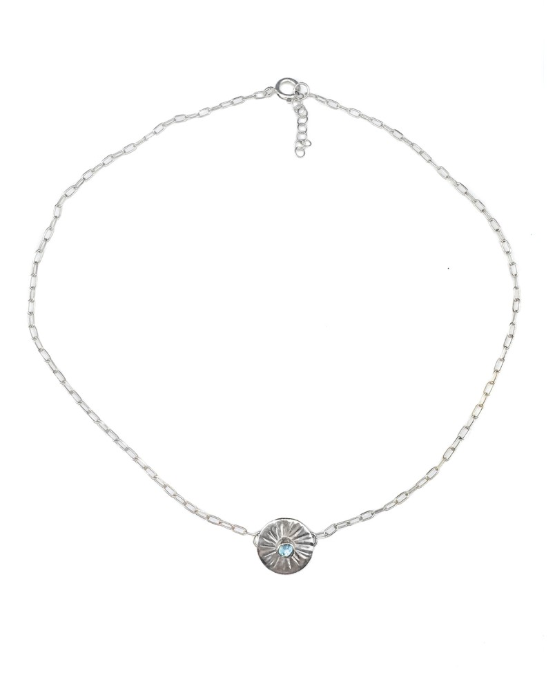 Srebrny naszyjnik z topazem i motywem słońca