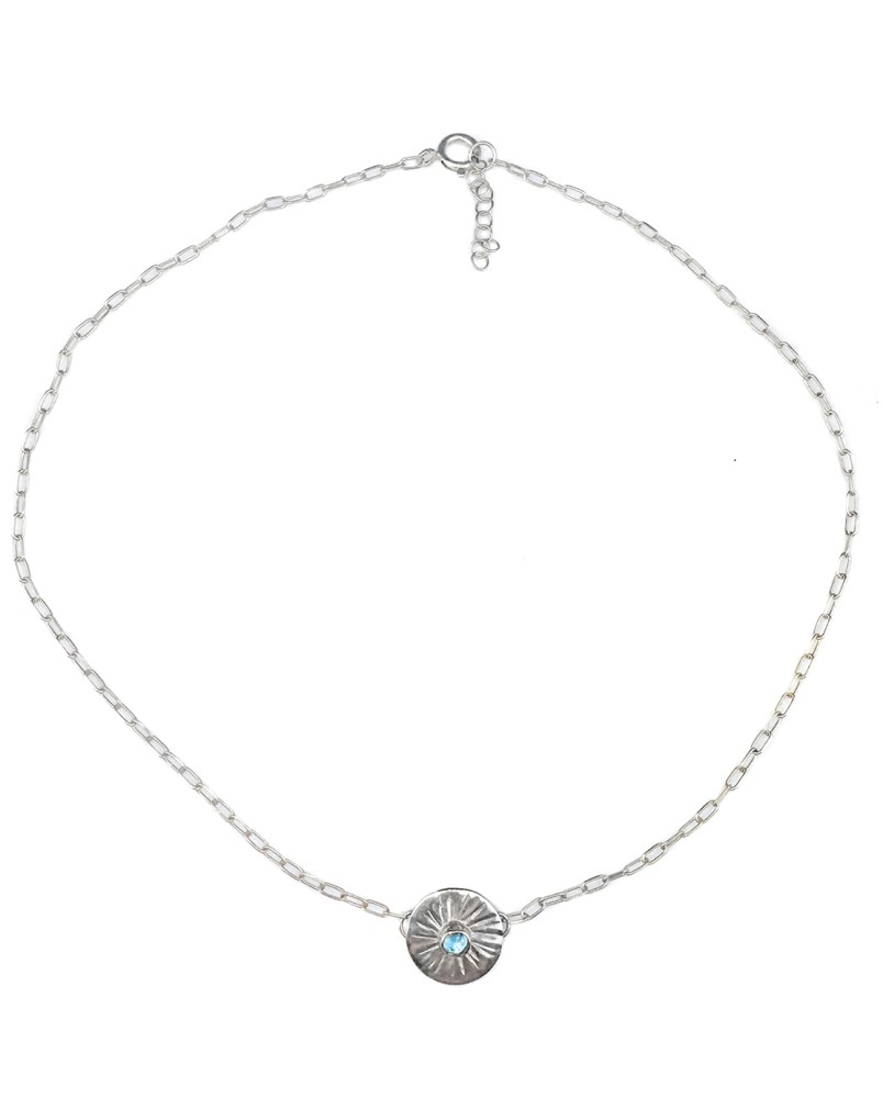 Srebrny naszyjnik z topazem i motywem słońca