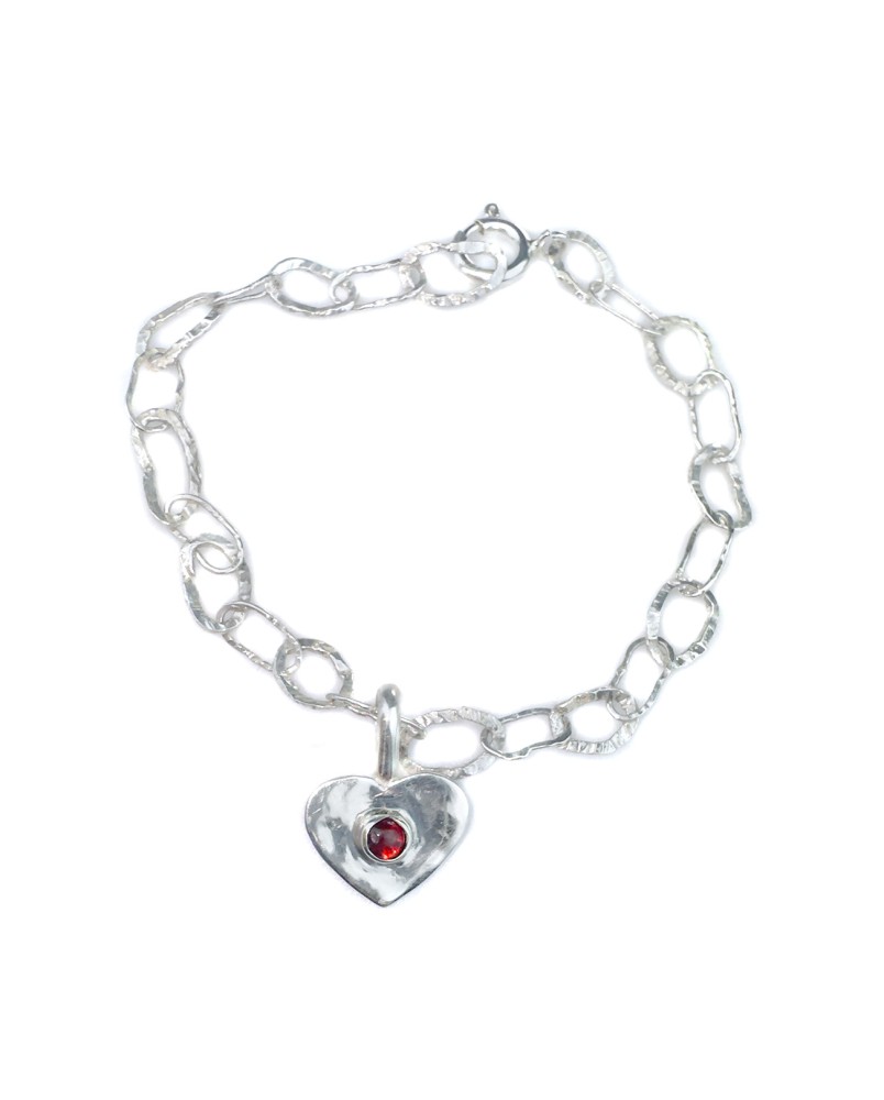 Bransoletka z motywem serca i granatem