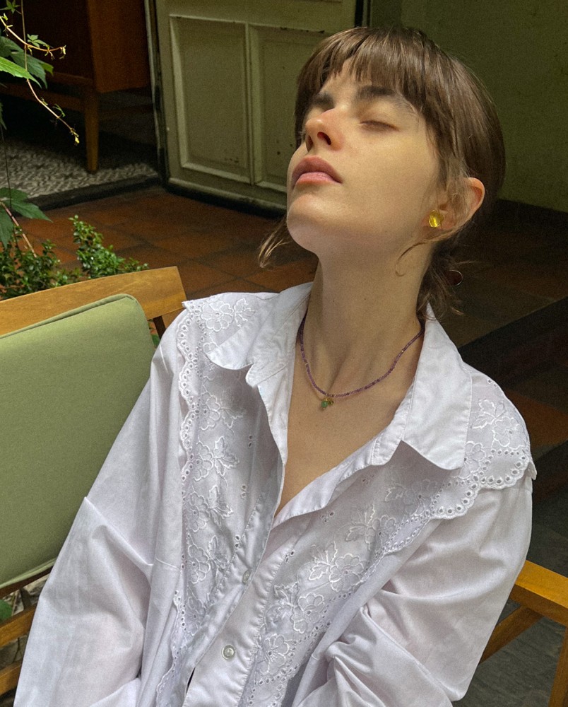 Naszyjnik z ametystem i koniczynką