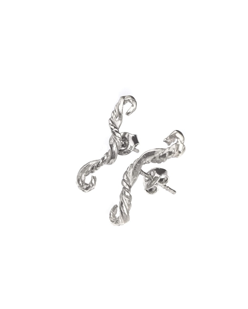 Kolczyki sztyfty skręcone srebrne