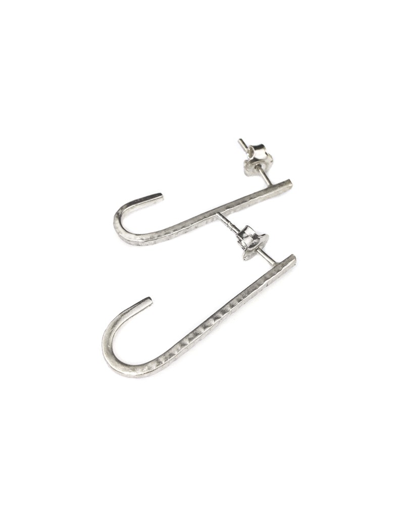 Kolczyki patyczki zagięte srebrne