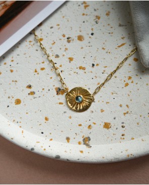 Naszyjnik z topazem i motywem słońca