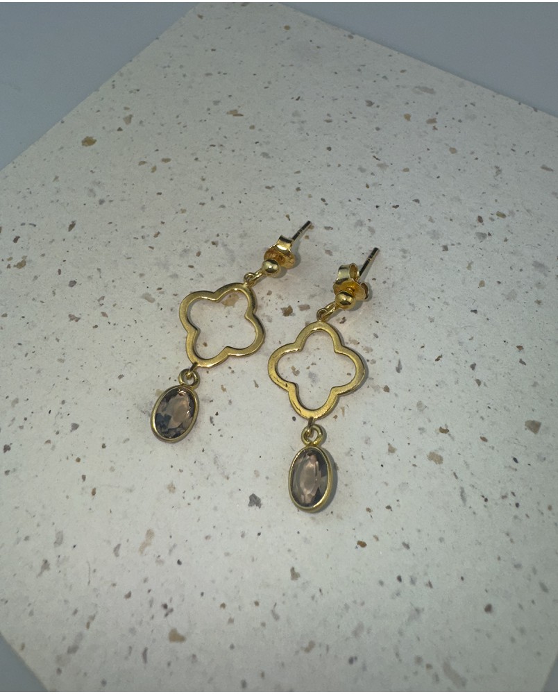 Kolczyki z kwarcem dymnym