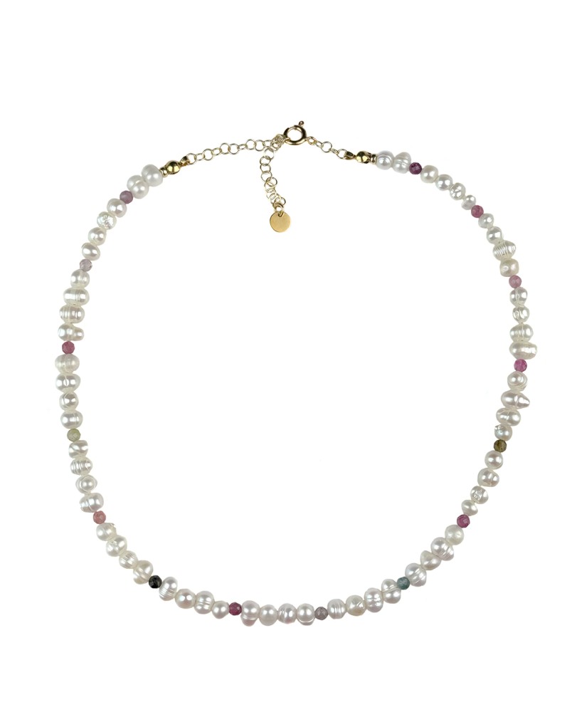 Naszyjnik z perłami i turmalinami
