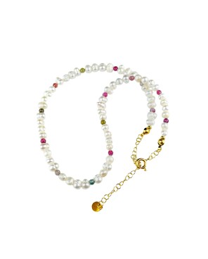 Naszyjnik z perłami i turmalinami