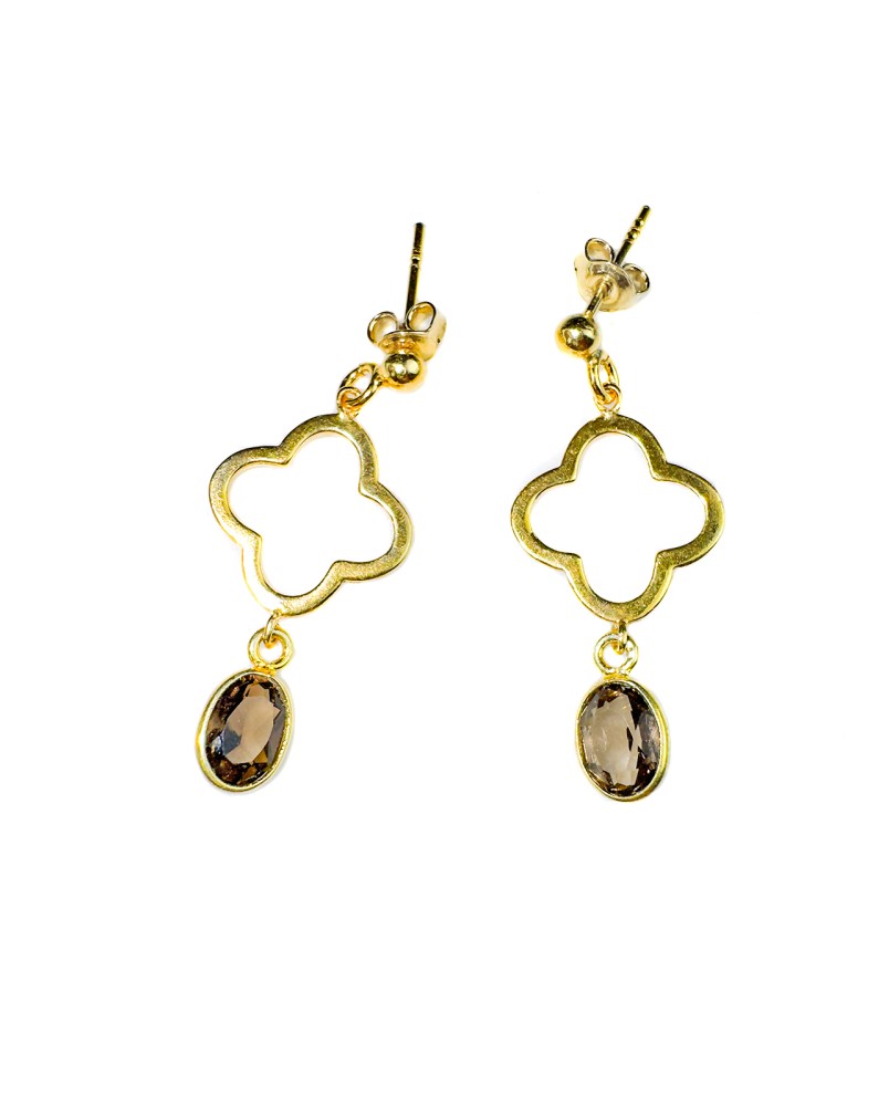 Kolczyki z kwarcem dymnym