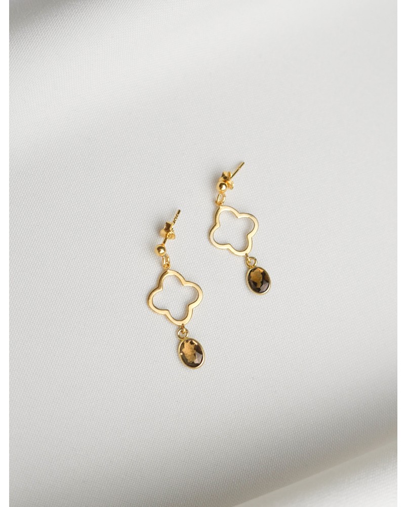 Kolczyki z kwarcem dymnym