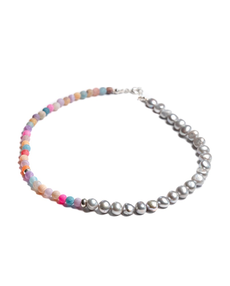 Naszyjnik z agatami i perłami