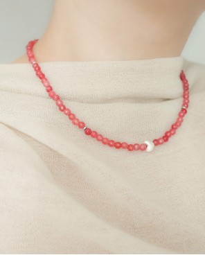 Naszyjnik kwarc malinowy