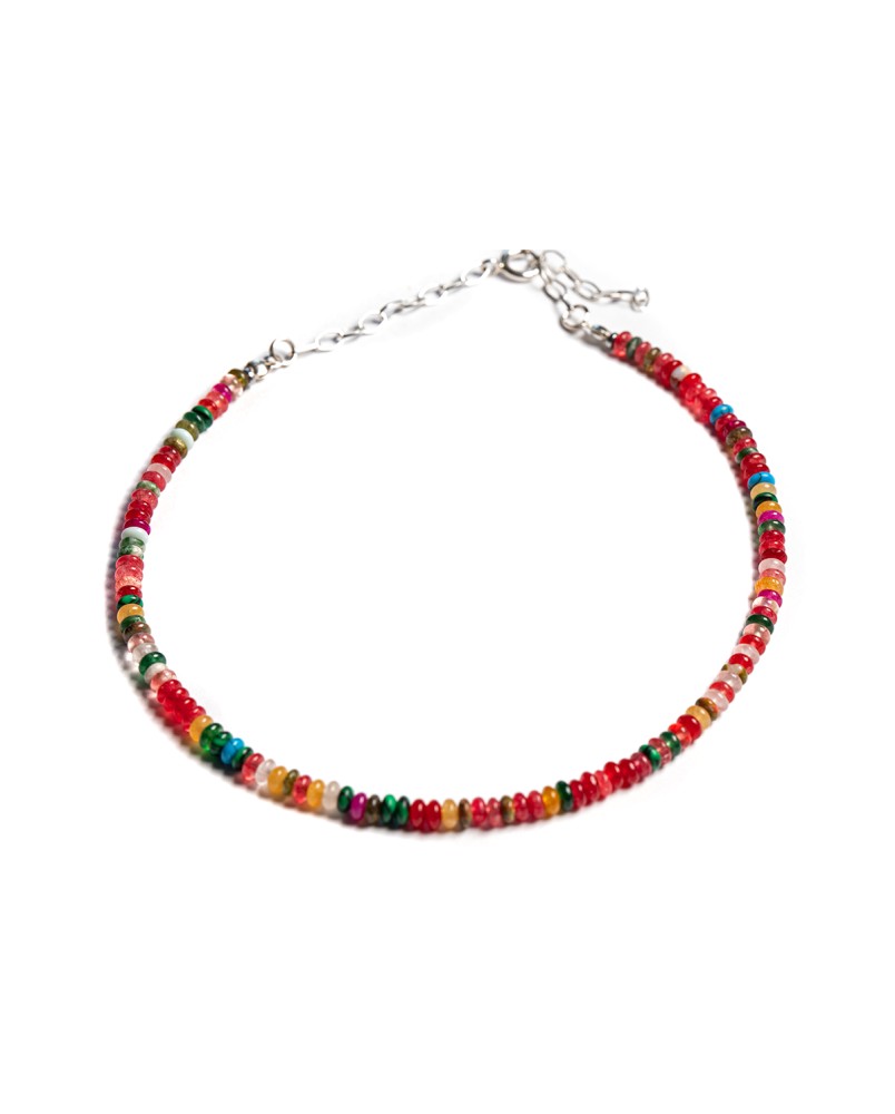 Naszyjnik z kolorowych kamieni - czerwony mix