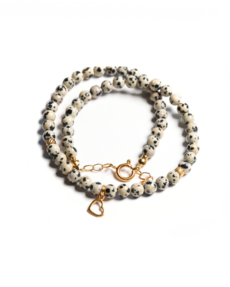 Naszyjnik jaspis dalmatyńczyk