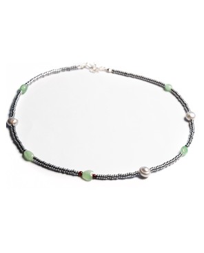 Naszyjnik z hematytu, pereł...