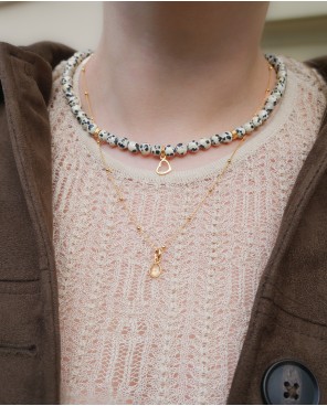 Naszyjnik jaspis dalmatyńczyk