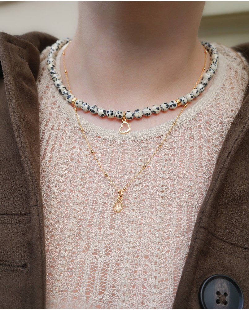 Naszyjnik jaspis dalmatyńczyk