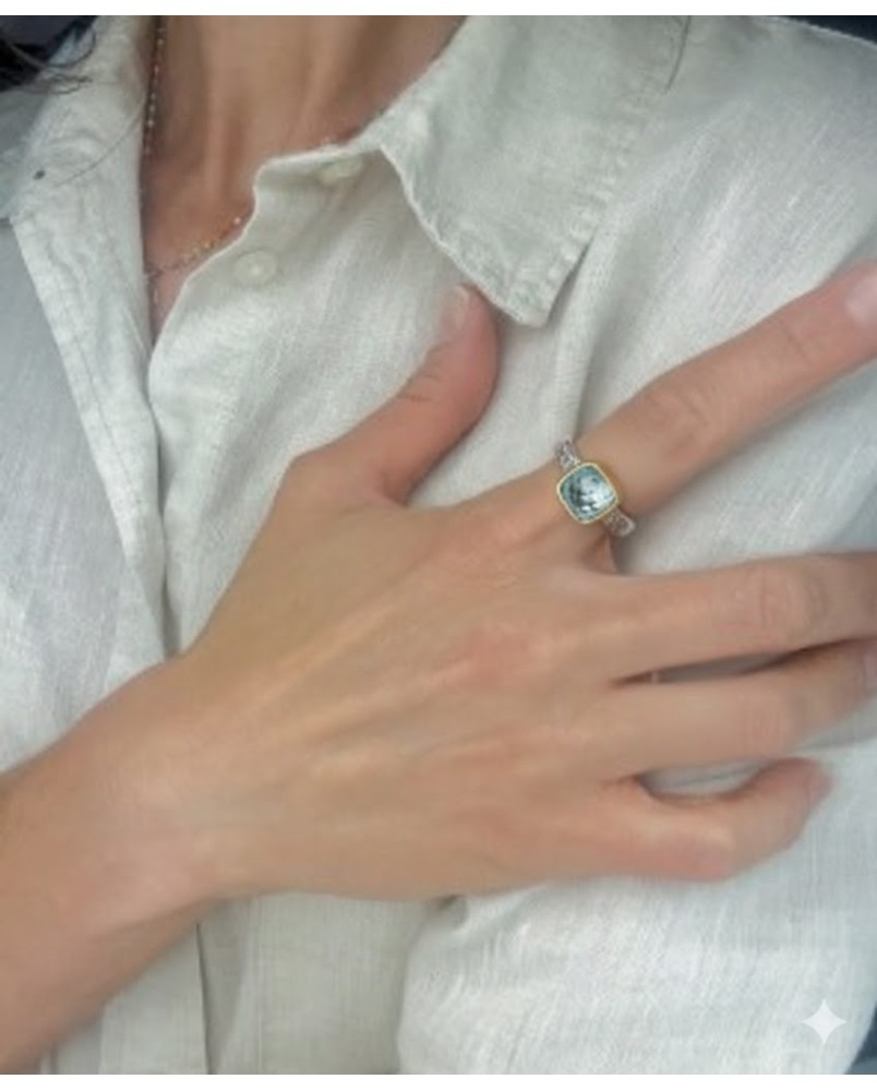 Pierścionek z topazem na srebrnej obrączce