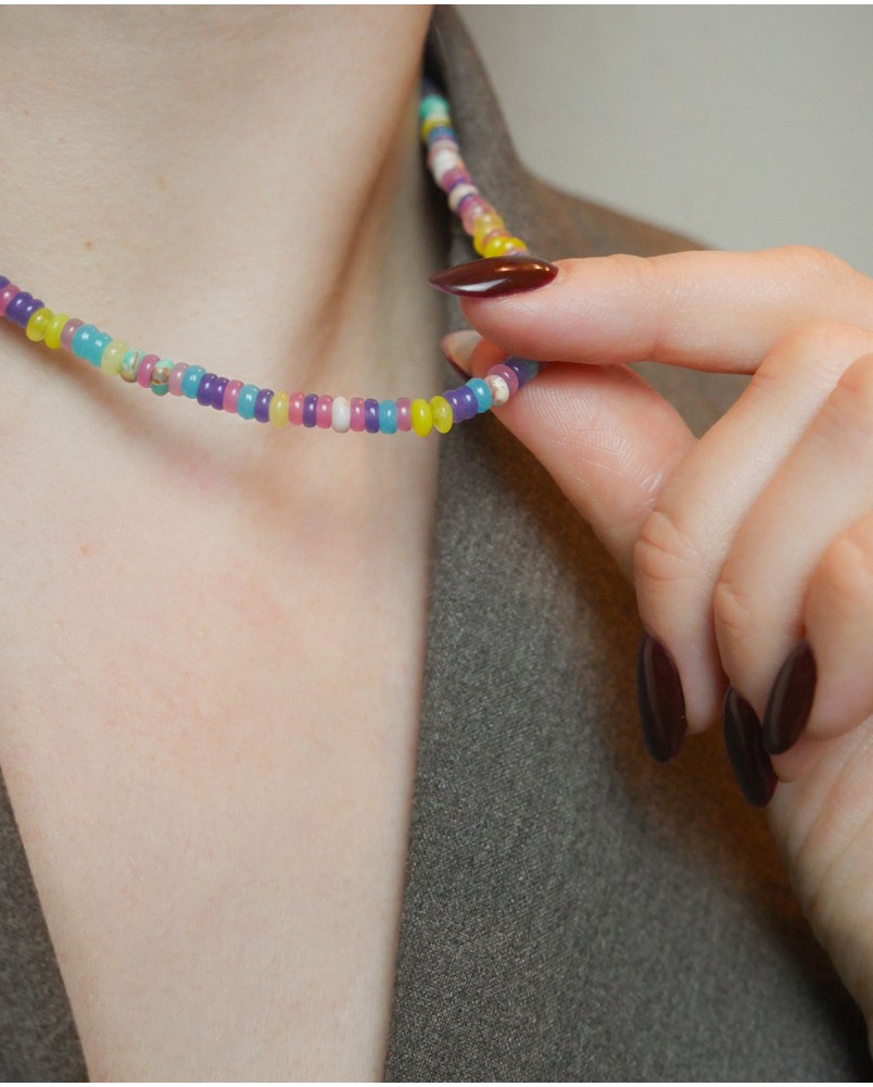 Naszyjnik z pastelowych kamieni - różowy mix